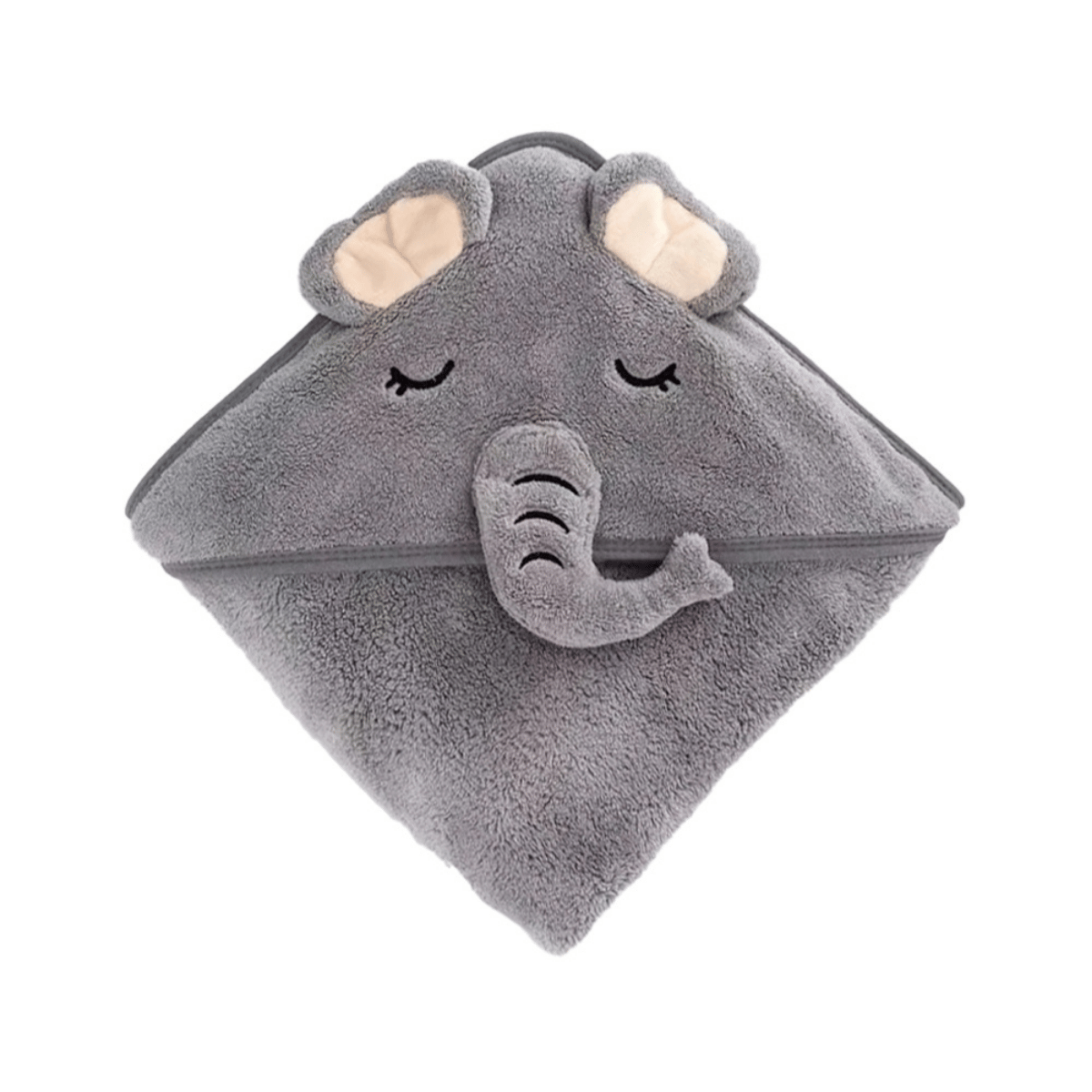 Cubble Hooded Baby Bath Towel 105x105 cm - Grey Elephant 1 S
