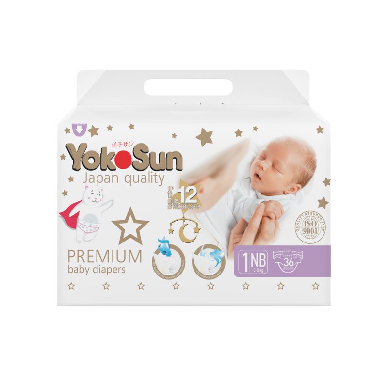 YokoSun Premium Baby Diapers - NB 36 S