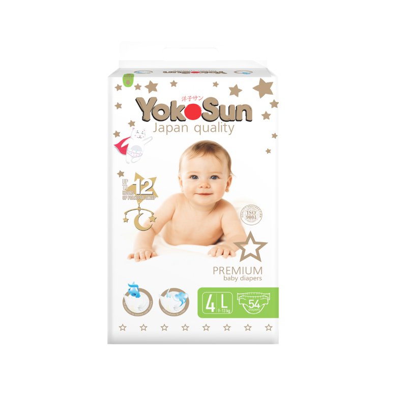 YokoSun Premium Baby Diapers - L 54 S