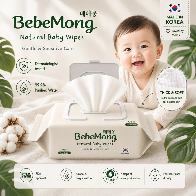 Babemong Natural Baby Wipes 70 S