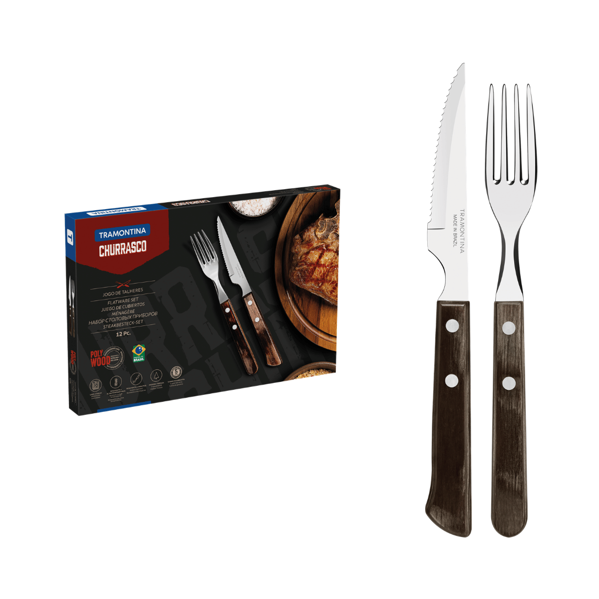 Tramontina Polywood Tableware Set,, Stainless Steel