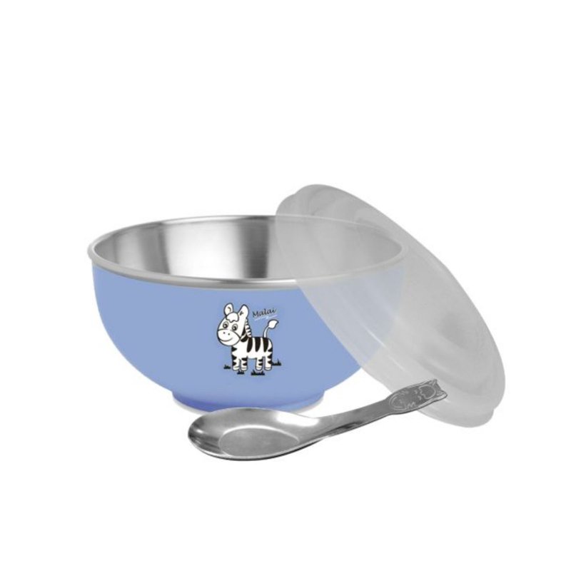 Zebra Kiddy Bowl & Spoon, Assorted (Grn, Pnk, Blu, Ylw) 1 S