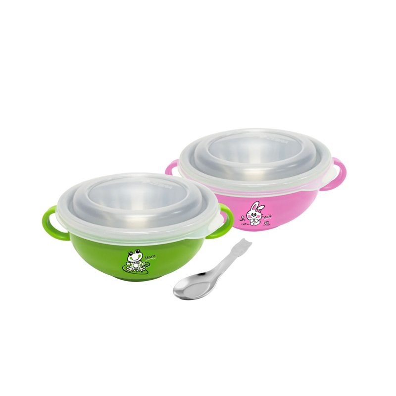 Zebra Kiddy Bowl with Handle, Lid & Spoon, 4 Assorted Colors 1 S