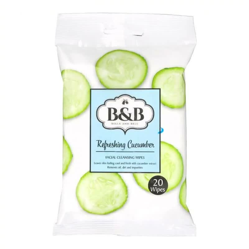 Belle & Bell Refreshing Cucumber Facial Cleansing Wipes 18 x 20 Wipes