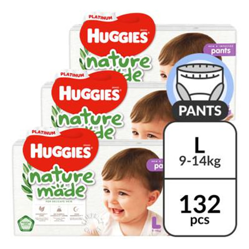 Huggies Platinum Nature Made Pants L 3 x 44s (132 diapers)