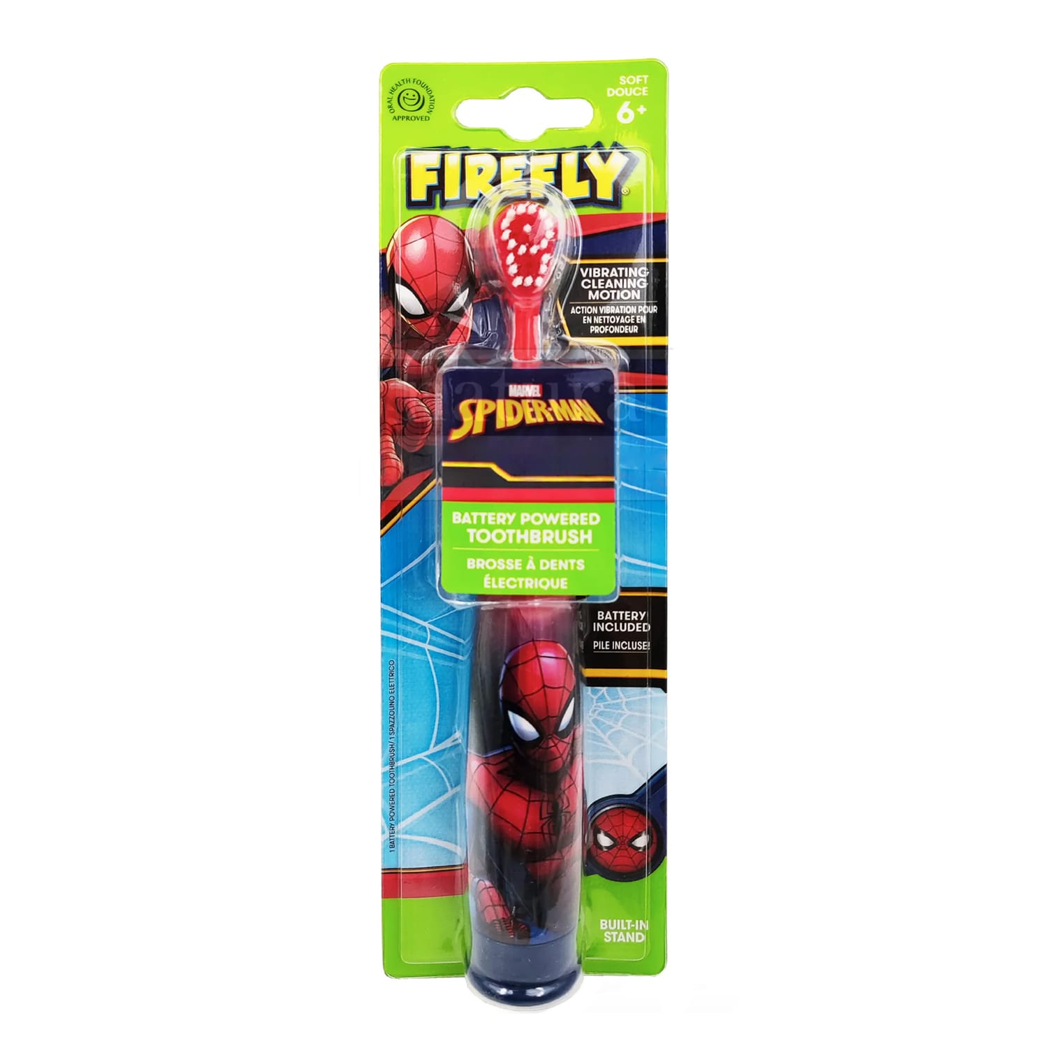 Firefly Toothbrush Battery Powered Spiderman for 6+ Years Old