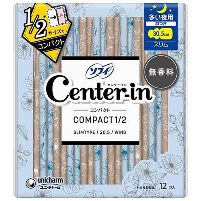 Center-In Compact 1/2 Night Wings Unscented 30.5cm 12s