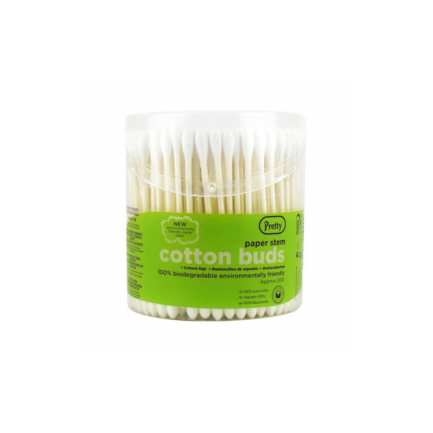 Pretty Cotton Buds with Paper Stem 200s Round Tub