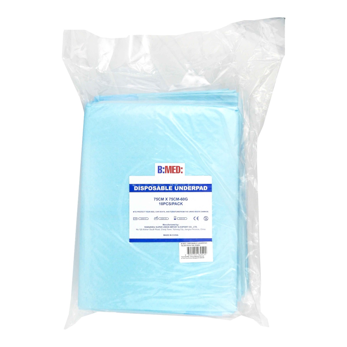 B:MED: Disposable Underpad 75cmx75cm 10s