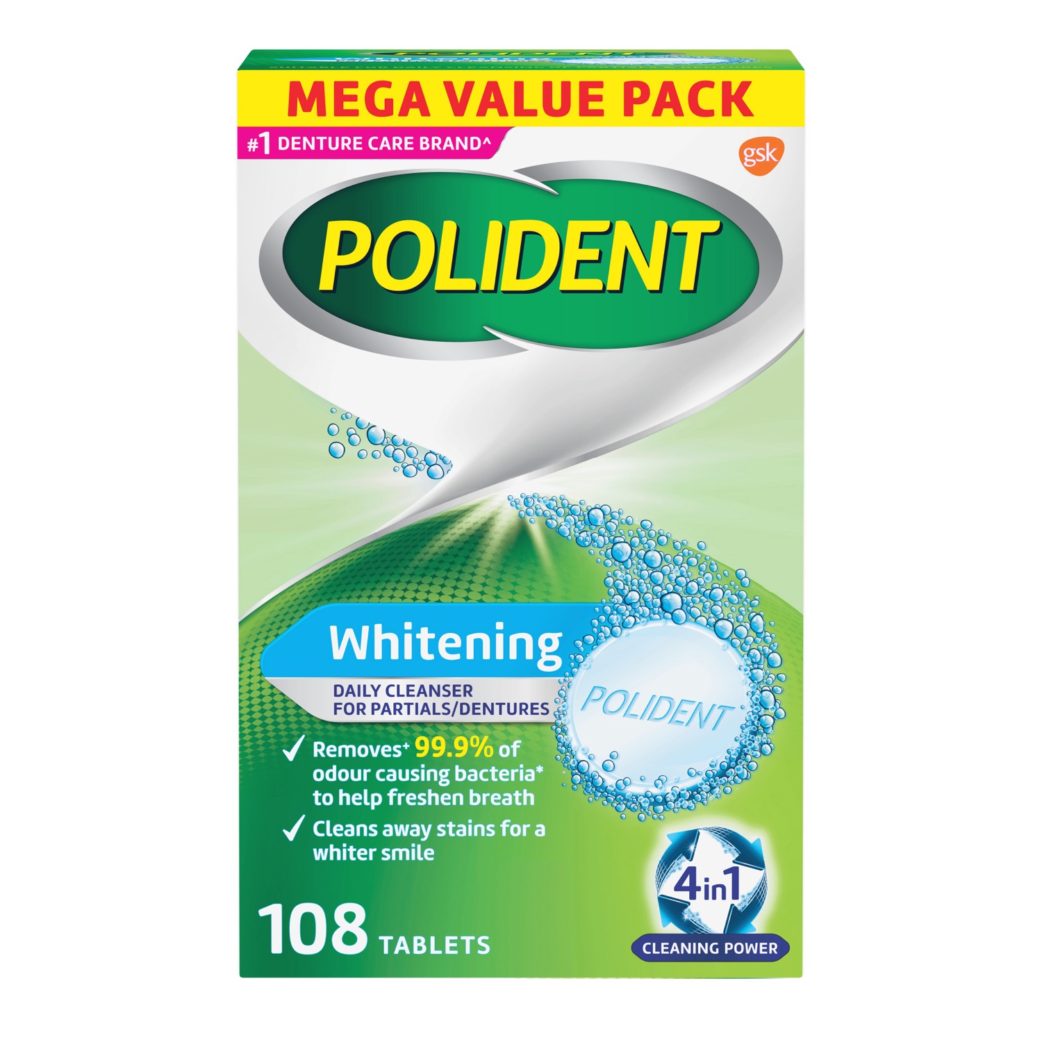 Polident Denture Cleanser Whitening 108s
