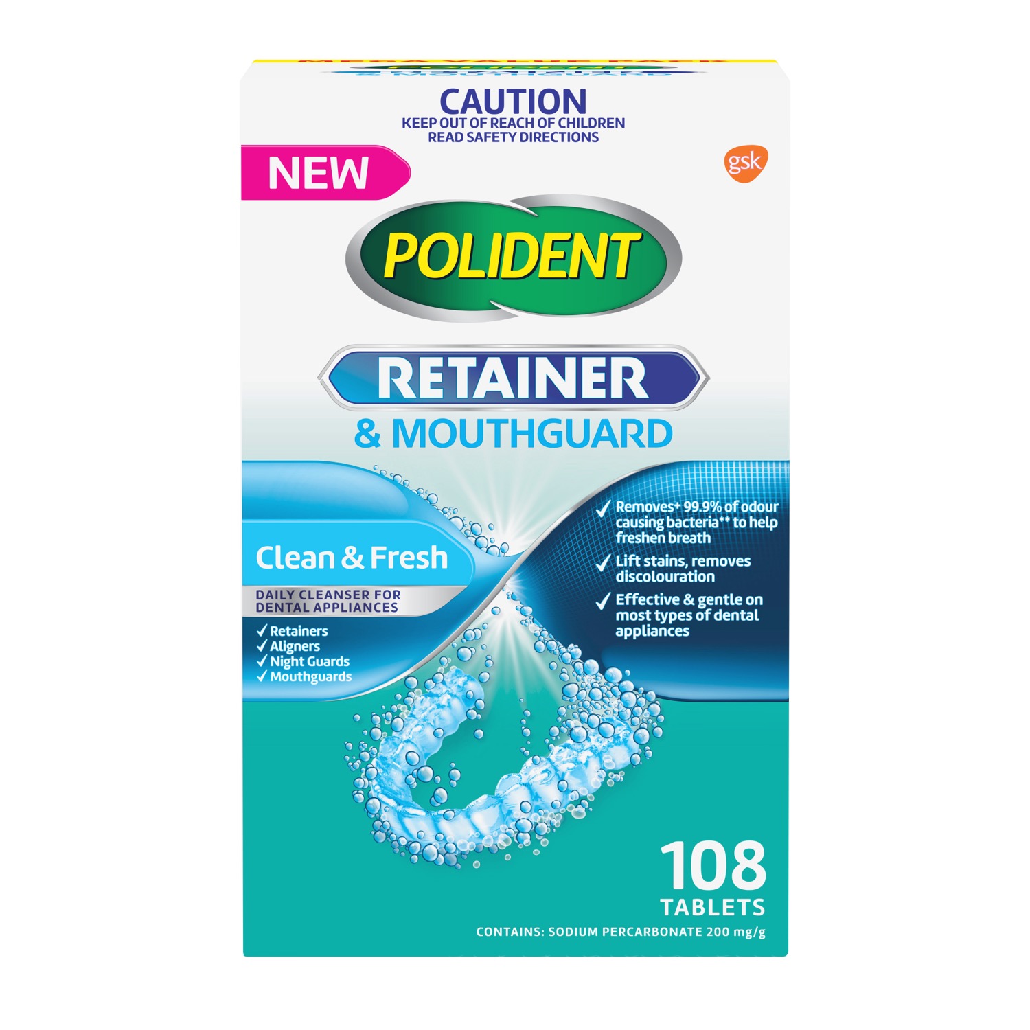 Polident Denture Retainer & Mouthguard Cleanser 108s Clean & Fresh