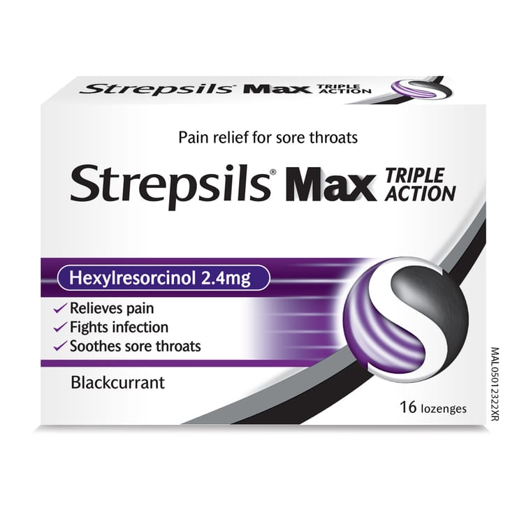 Strepsils Max Triple Action Blackcurrant Lozenges 16s