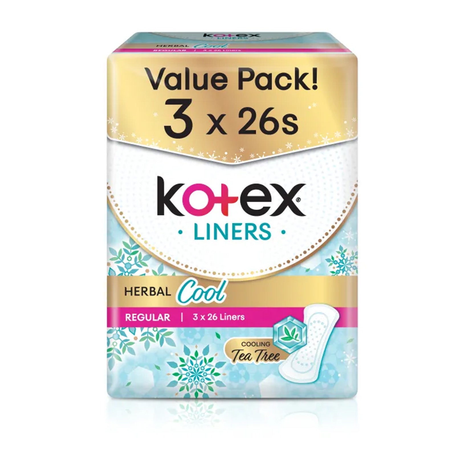 Kotex Liners Regular 26sx3 Herbal Cool