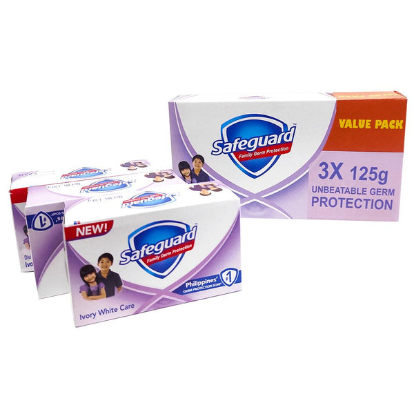 Safeguard Ivory White Care Bar Soap Value Pack 3x125g