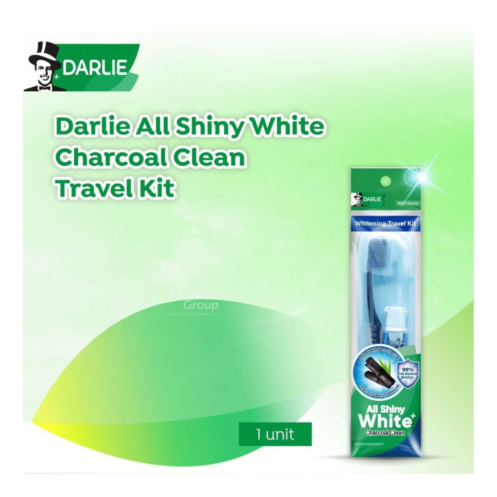 Darlie All Shiny White Charcoal Clean Toothpaste + Toothbrush Travel Kit