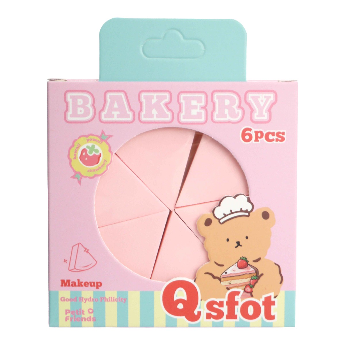 Bakery Bear Makeup Sponge 6s Strawberry