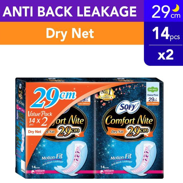 Sofy Comfort Nite Dry net Slim Wing 29cm 14s Twin Pack