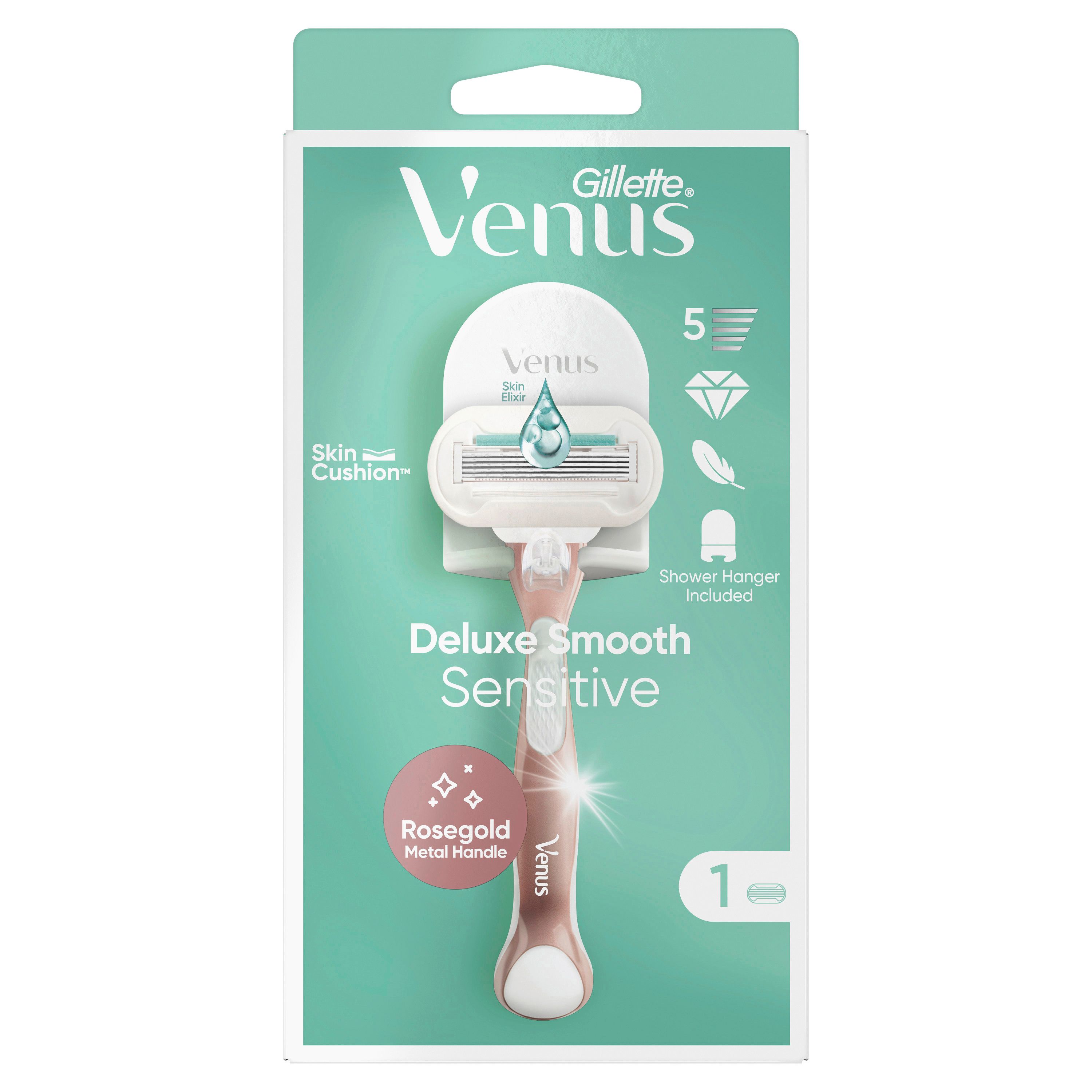 Gillette Venus Deluxe Smooth Sensitive Rosegold Razor 1s with Holder