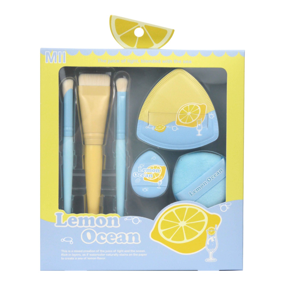 Mii Lemon Ocean Makeup Brush & Puff Set 6s