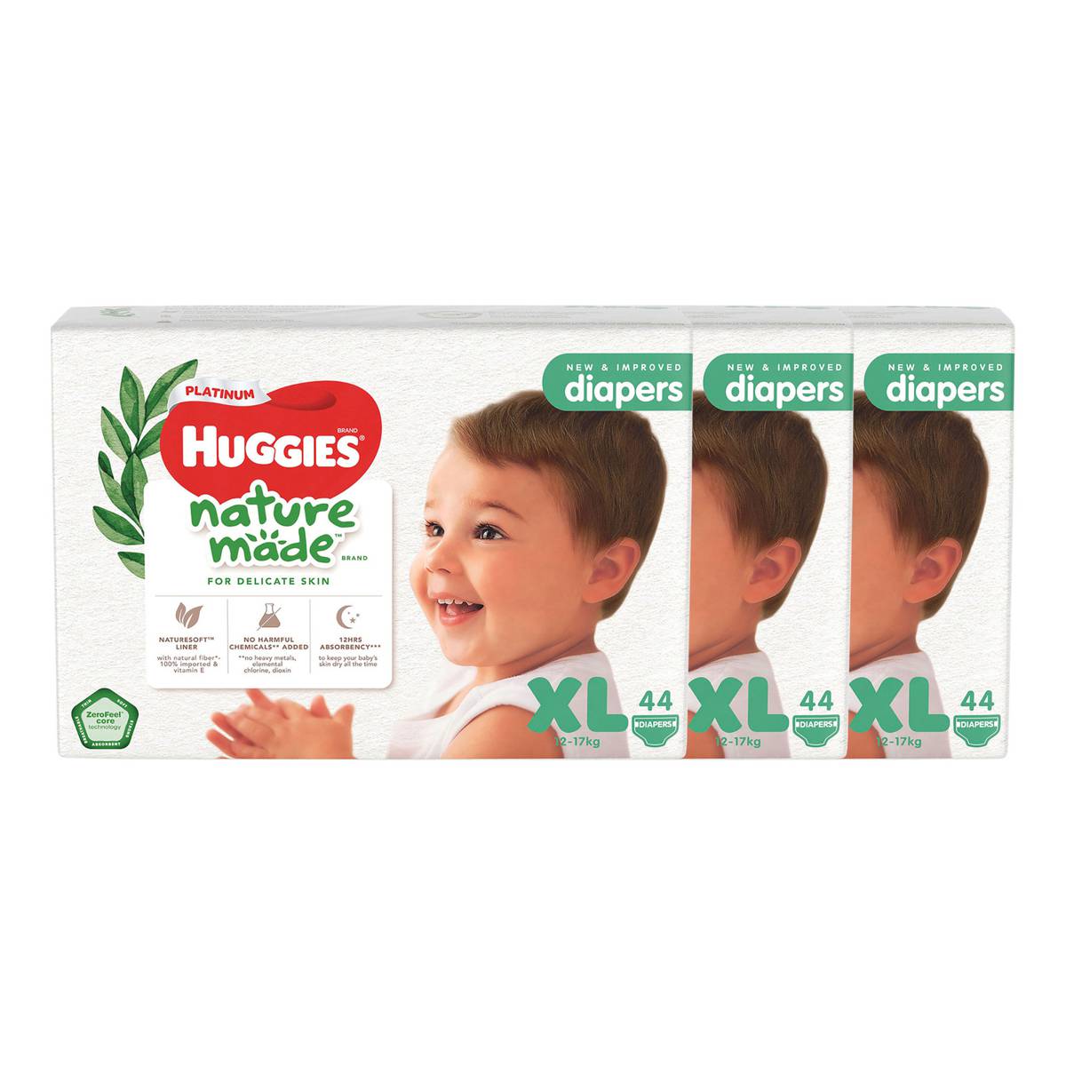 Huggies Platinum Nature Made Diapers XL 44s (1Carton=3packs)