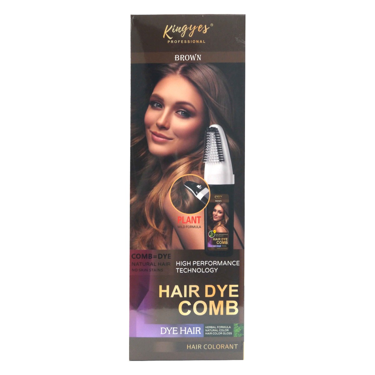 Kingyes Professional Hair Dye Comb Brown