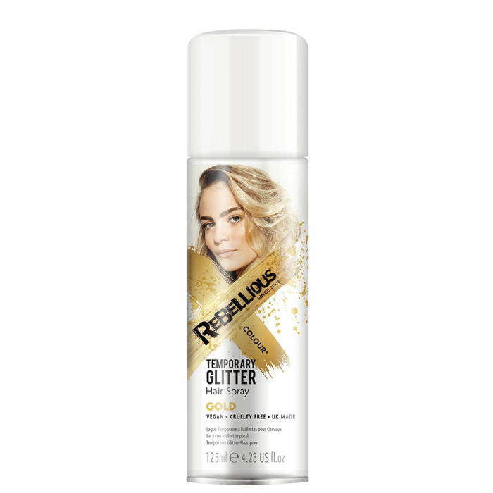Rebellious Colours Temp Glitter Hair Spray Gold