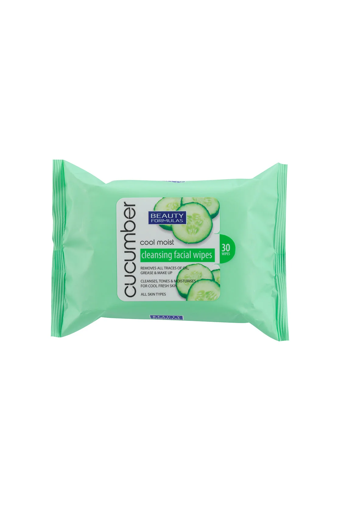 Beauty Formulas Cool Moist Cucumber Facial Wipes 30s