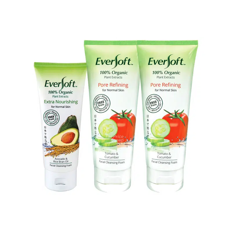 Eversoft Cleanser 130gx2 Tomato & Cucumber + 50g Avocado & Rice Bran