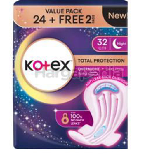 Kotex Total Protection Overnight Wing 32cm 24s