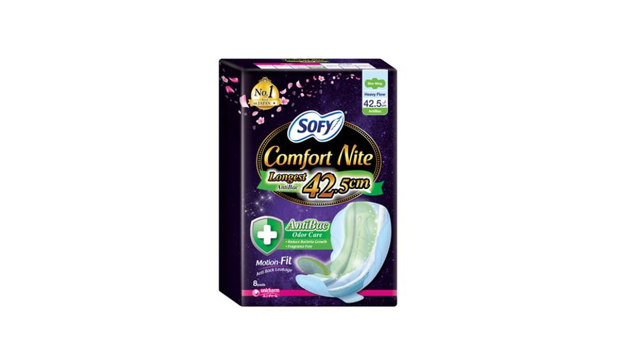 Sofy Comfort Nite Anti-Bacterial Slim Wing 42.5cm 8s